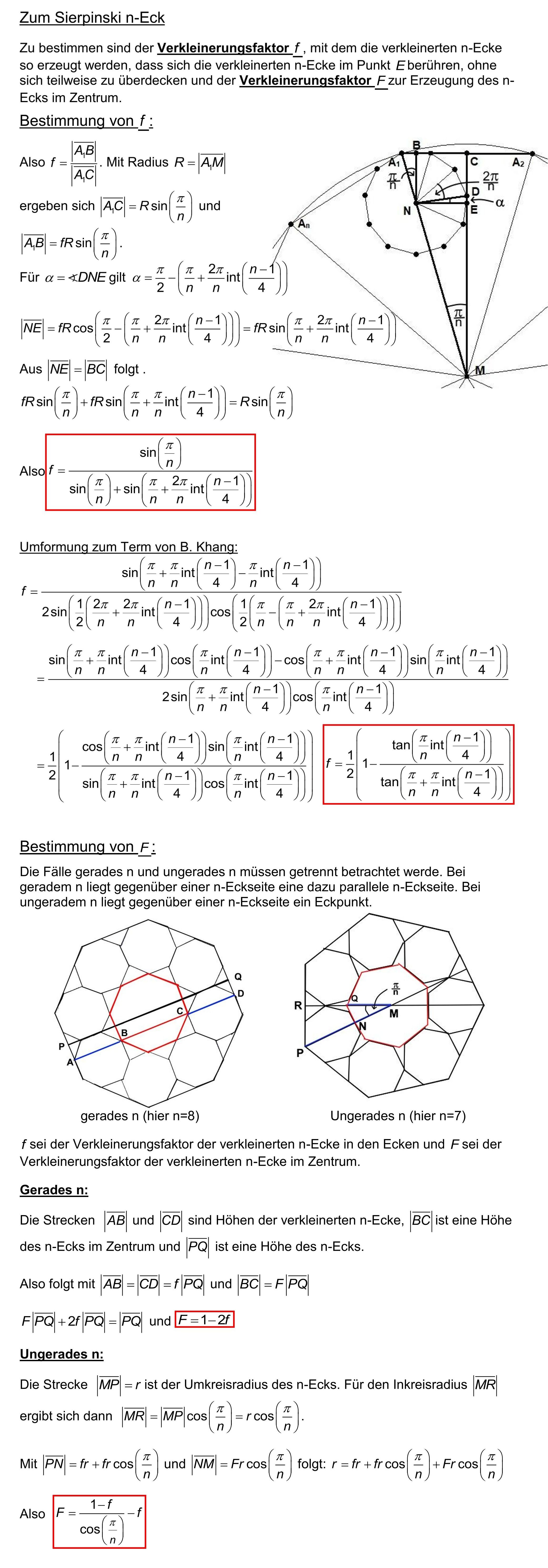 Berechnungen zu Sierpinski n-Ecken